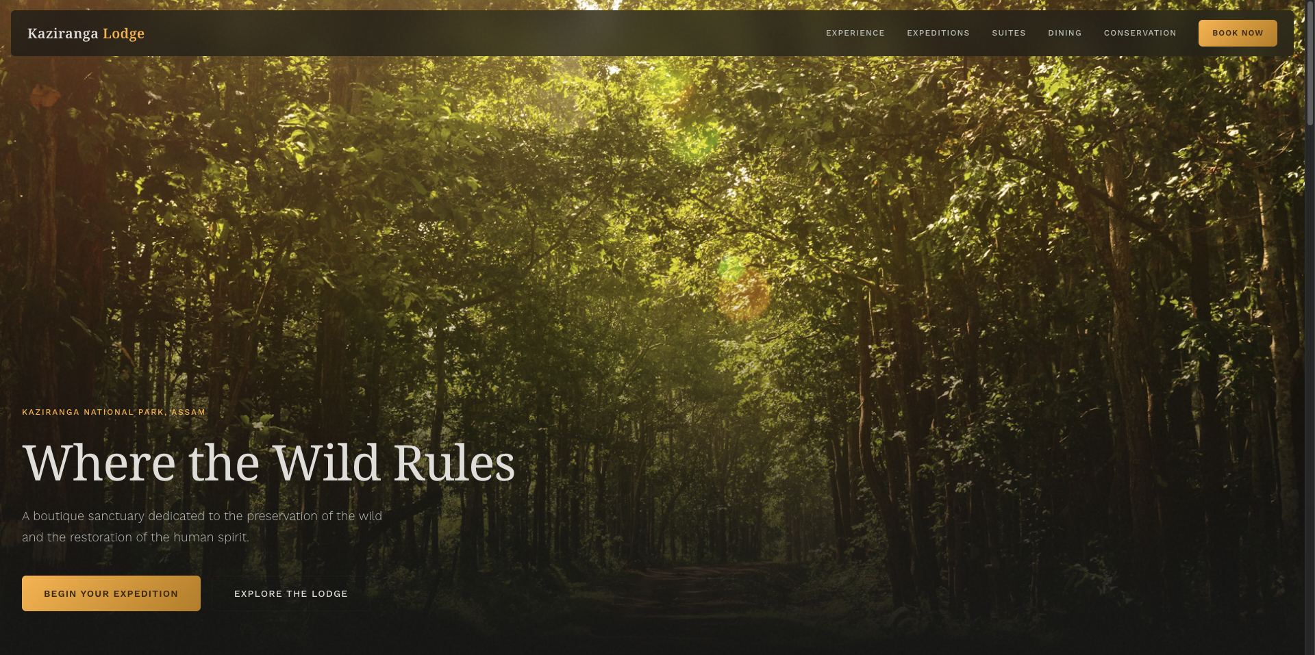 Kaziranga Lodge website preview