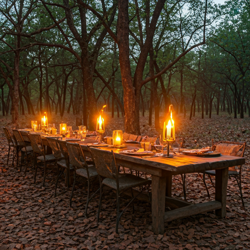 Candlelit bush dinner in Bandipur