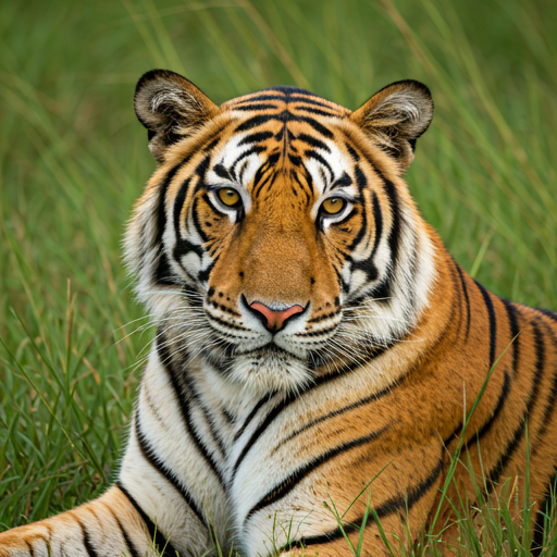 Bengal Tiger prowling through golden grass